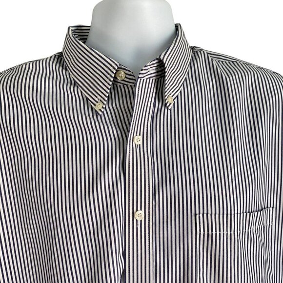 Geoffrey Beene Pinpoint Oxford Wrinkle Free Grey White Button Down Shirt Neck 17 - Picture 4 of 8